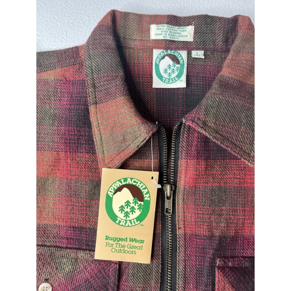 Vtg Appalachian Trail Plaid Zip Up Shirt Jacket Long Sleeve With Tags Size Large - Picture 4 of 12
